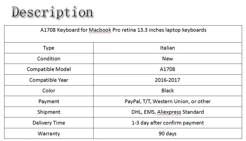 A1708 клавиатура для Macbook pro ноутбук RETINA клавиатуры 2016 2017 MLL42 MPXQ2