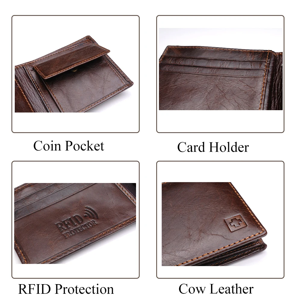 Мужские кошельки из натуральной кожи визитница с кармашком для мелочи RFID защита
