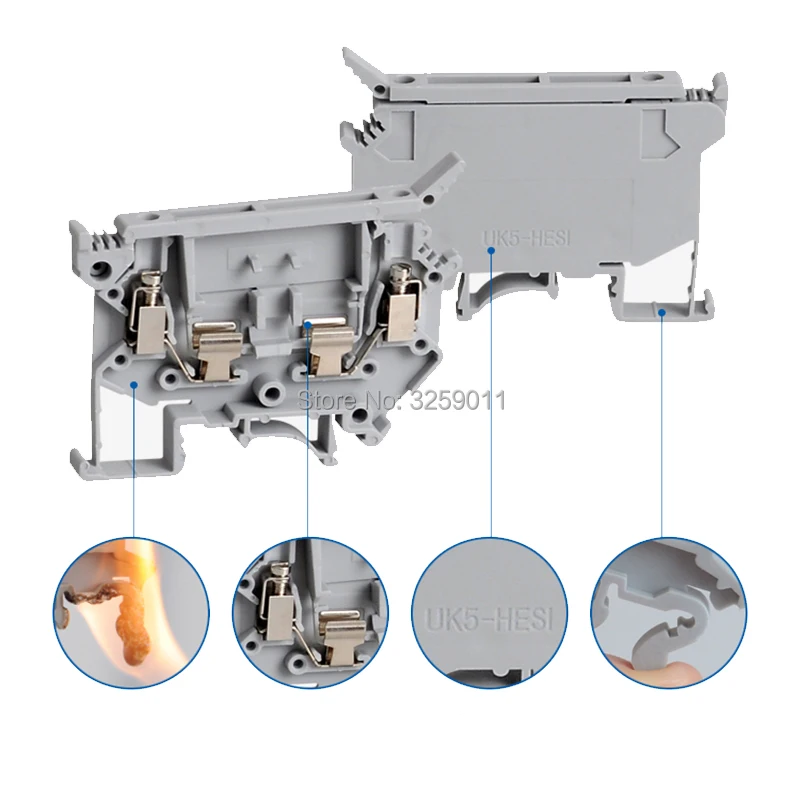 1 шт. Тип контакта UK 600VAC 4 мм серый предохранитель модульный клеммный блок UK5-HESI