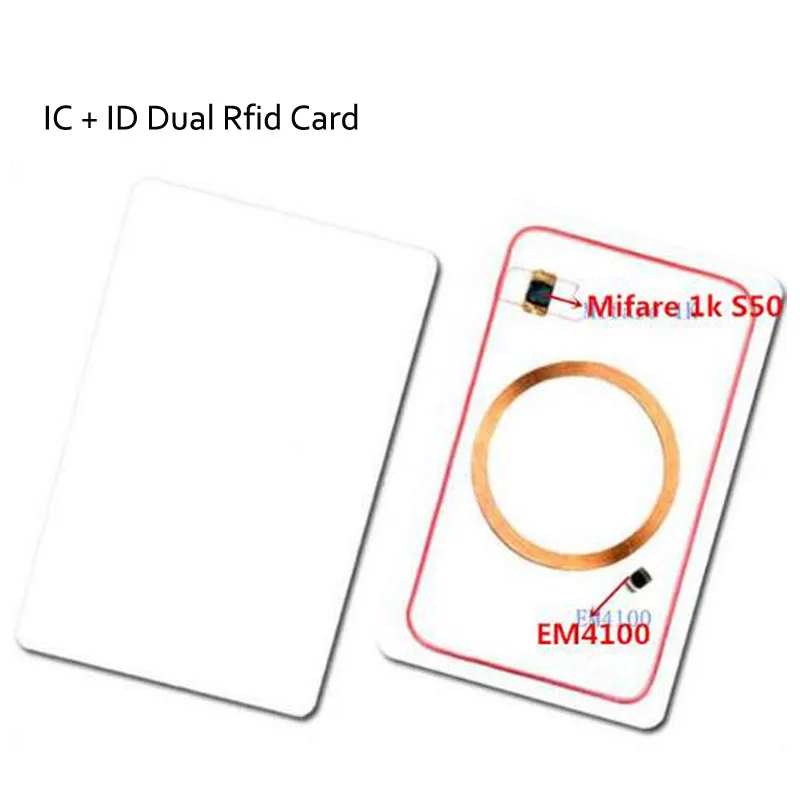 

1pcs IC + ID Dual Rfid-kaart EM4100 & FM11RF08 S50 RFID & NFC Composiet Card 125 khz RFID 13.56 mhz NFC Tag