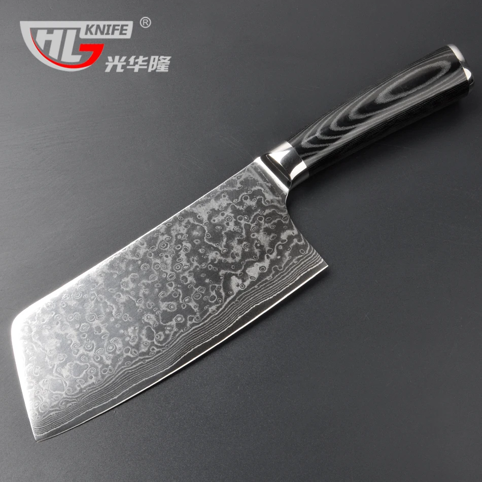 Asia Ukiran Jepang Vg10 Damaskus Golok Memotong Dan Daging 67