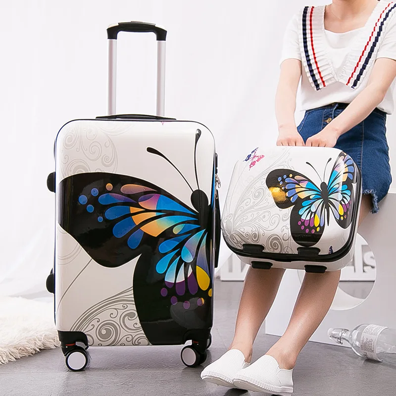 14 28 pollici (2 pezzi/set) pc della farfalla set di valigie trolley, moda  femminile di viaggio dei bagagli borse set su ruote universali, bella  ragazza|trolley luggage set|fashion luggage setsluggage sets - AliExpress