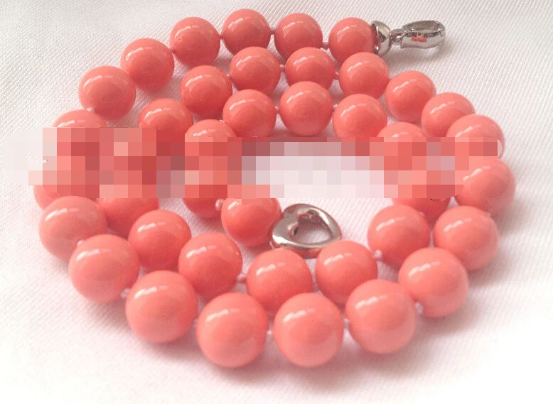 

0953 pink coral color south sea shell pearl necklace