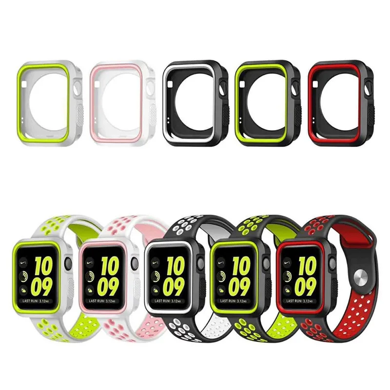 For Apple Watch Case 38mm 42mm Shock-proof Silicone Case Full Body Protective Bumper Cover for iWatch Series 3 Series 2 Series 1