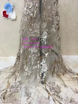 

stock 5yards/bag XC77# 8 color embroidery sequins three-dimensional flower pearl fashion fabric used for wedding dress