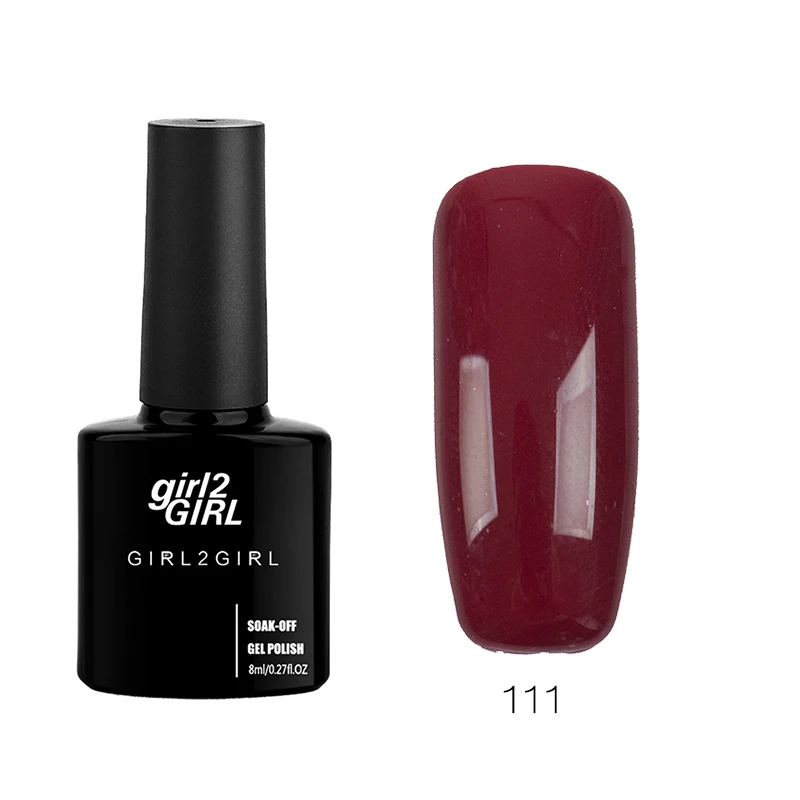 Гель-лак для ногтей Girl2girl, 8 мл, замачиваемый УФ-гель для ногтей, Гель-лак для ногтей, темно-красный набор - Цвет: 111