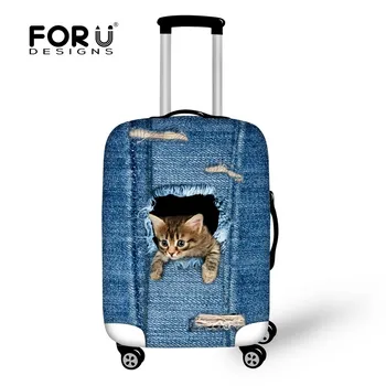 

FORUDESIGNS Cute Cat Animal Print Travel Luggage Protective Cover Dog Stretch Luggage Cover 18-30 Inch Suitcase Elastic Cover