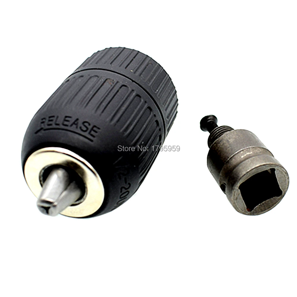 

1/2-20UNF Mount 2mm-13mm Self Locking Keyless Drill Chuck With 1/2" Square Socket Adaptor Connecting Rod for Impact Drills