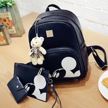 Микки Рюкзак Женщины Композитный Bagpack Рюкзак Высокое Качество Pu кожаная Сумка Mochila Feminina Кожаный Рюкзак