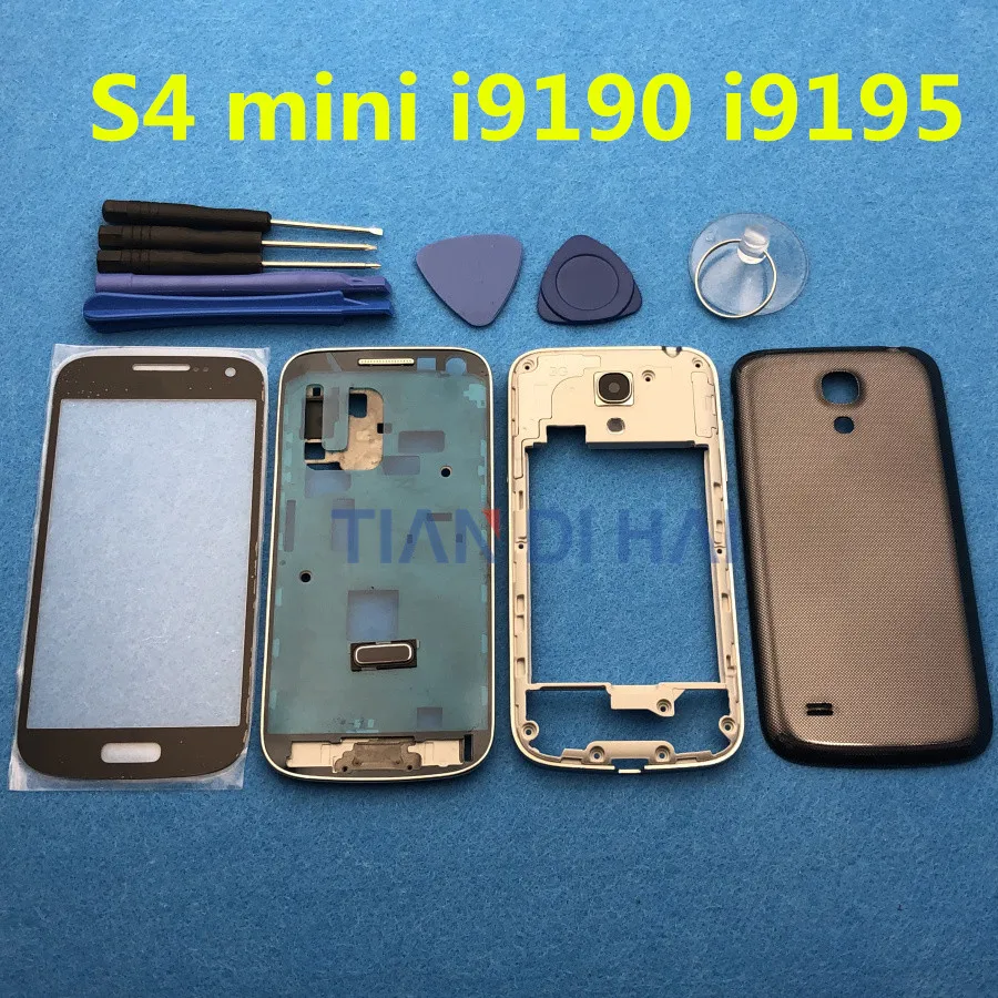 

Full Housing Cover & Middle Frame & Battery door Case & Screen Glass Replacement for Samsung Galaxy S4 mini i9190 i9195 + tools