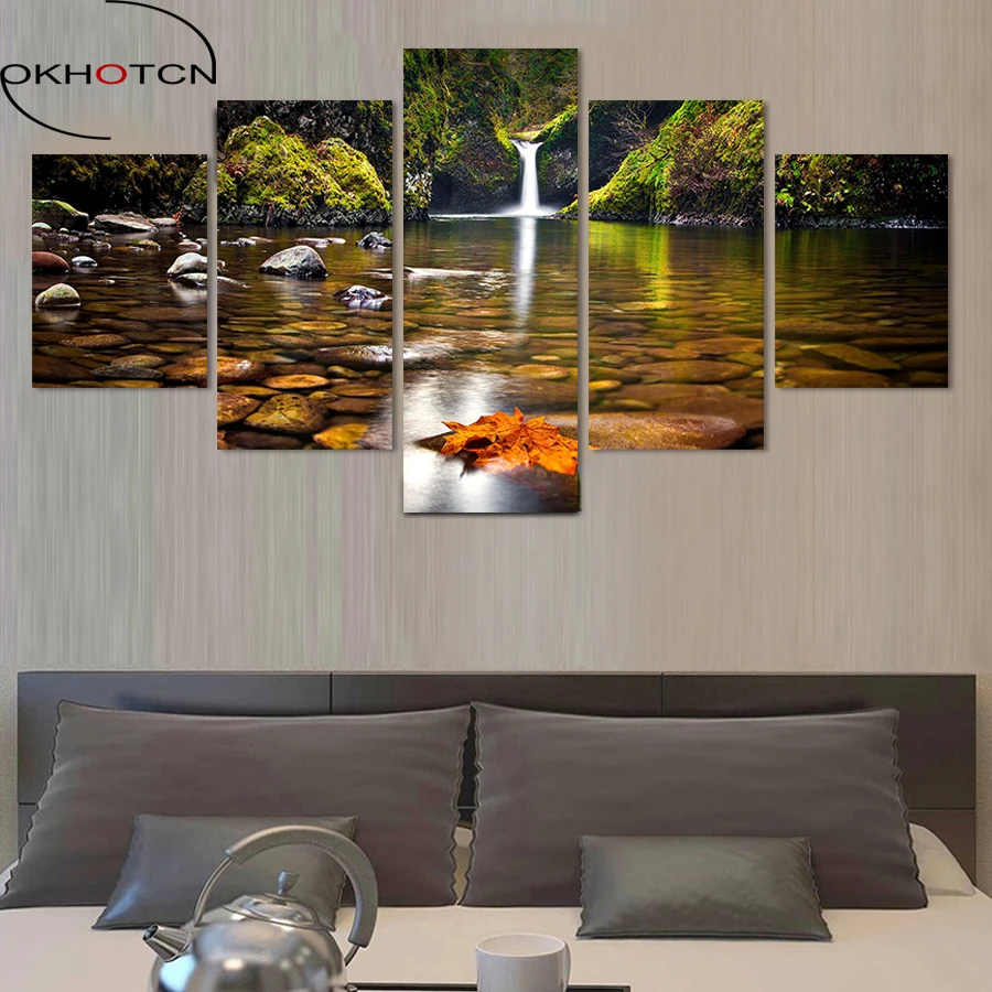 OKHOTCN Framed Landscape Painting Modern Home Decor Canvas Art Modular