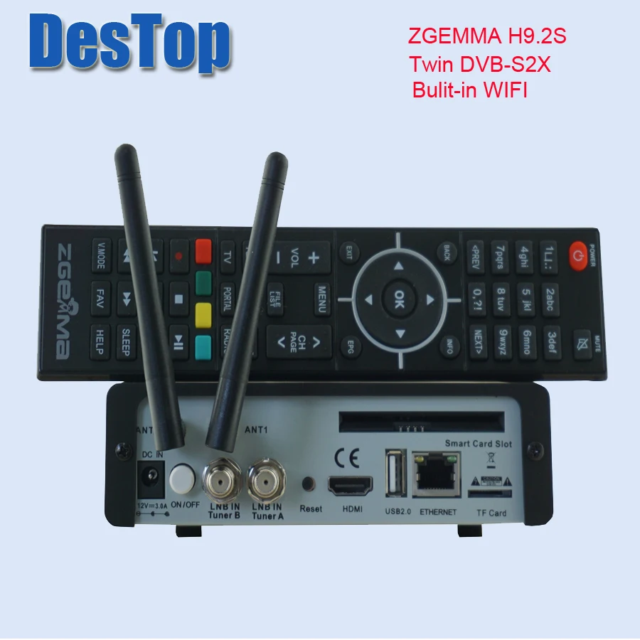 Официальная версия 4 к UHD телеприставка ZGEMMA H9.2S Linux OS DVB-S2X+ S2X Двойные тюнеры HEVC/H.265 декодирование bulit в wifi