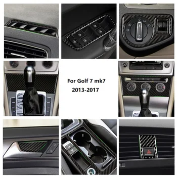 

For VW Golf 7 MK7 VII 13-17 Carbon Fiber Car Interior Air Outlet Warning Light Water Cup Window Switch Gear Shift Panel Cover