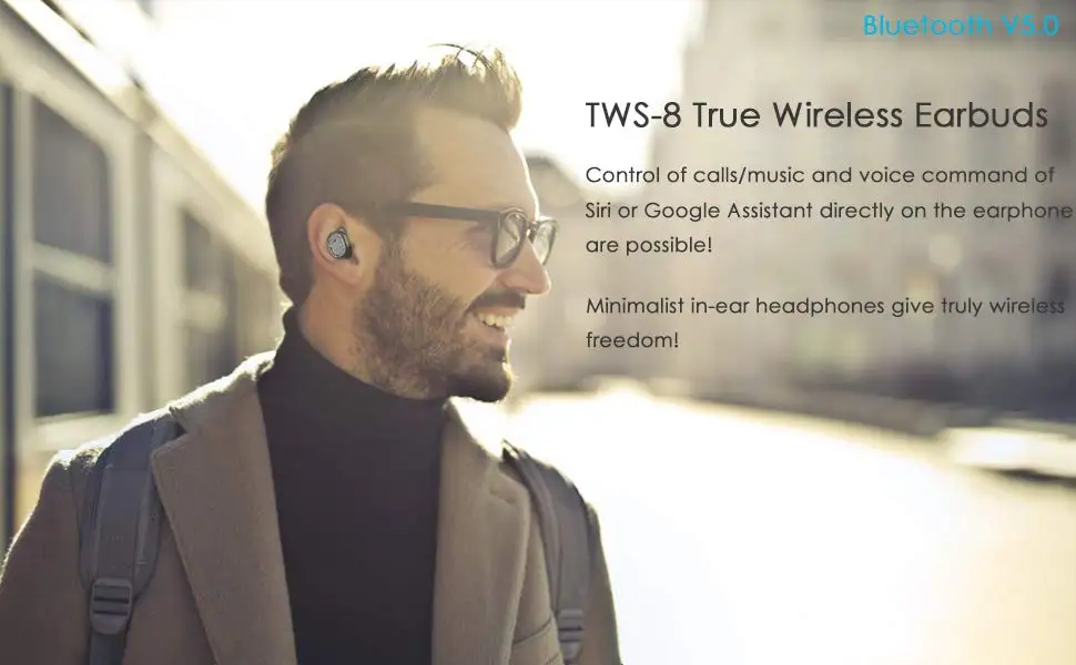 TWS-8 Bluetooth eadphones настоящие беспроводные наушники-вкладыши 16H Playtime hi-fi звук Bluetooth 5,0 наушники с Micr