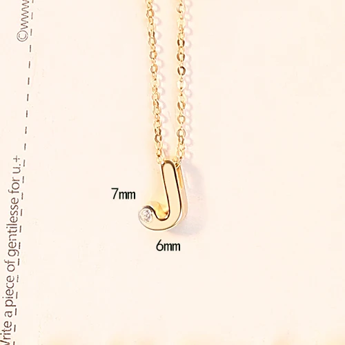 Драгоценные камни и инициалы времени, A-Z ожерелье с подвеской, буквы s, 14 к золотое ожерелье для женщин, свадебные ювелирные изделия, подарок, желтое золото AU585 N14102 - Цвет камня: J