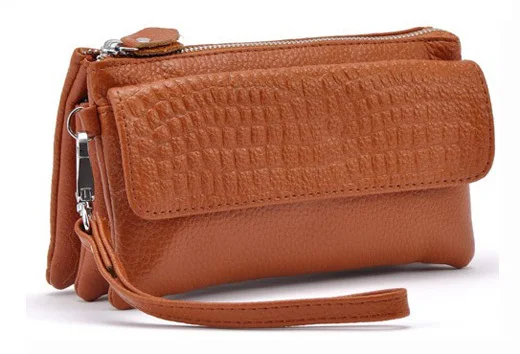 Zency, натуральная кожа, Женский стандартный кошелек, практичные сумки для мобильного телефона, Дамский клатч, Длинный кошелек, держатели для кредитных карт - Цвет: Brown