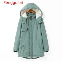 Fengguilai большой размер 100 кг парка зимний женский с капюшоном стеганая куртка пальто кашемировые теплые куртки и пальто женские