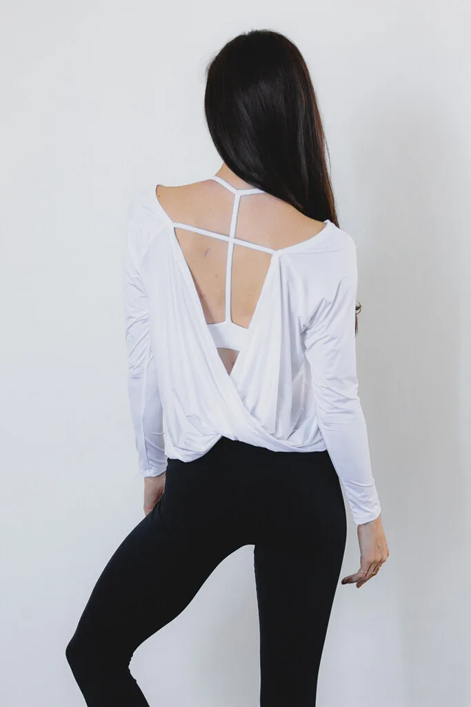 rápida camisas esportivas abertas para trás yoga