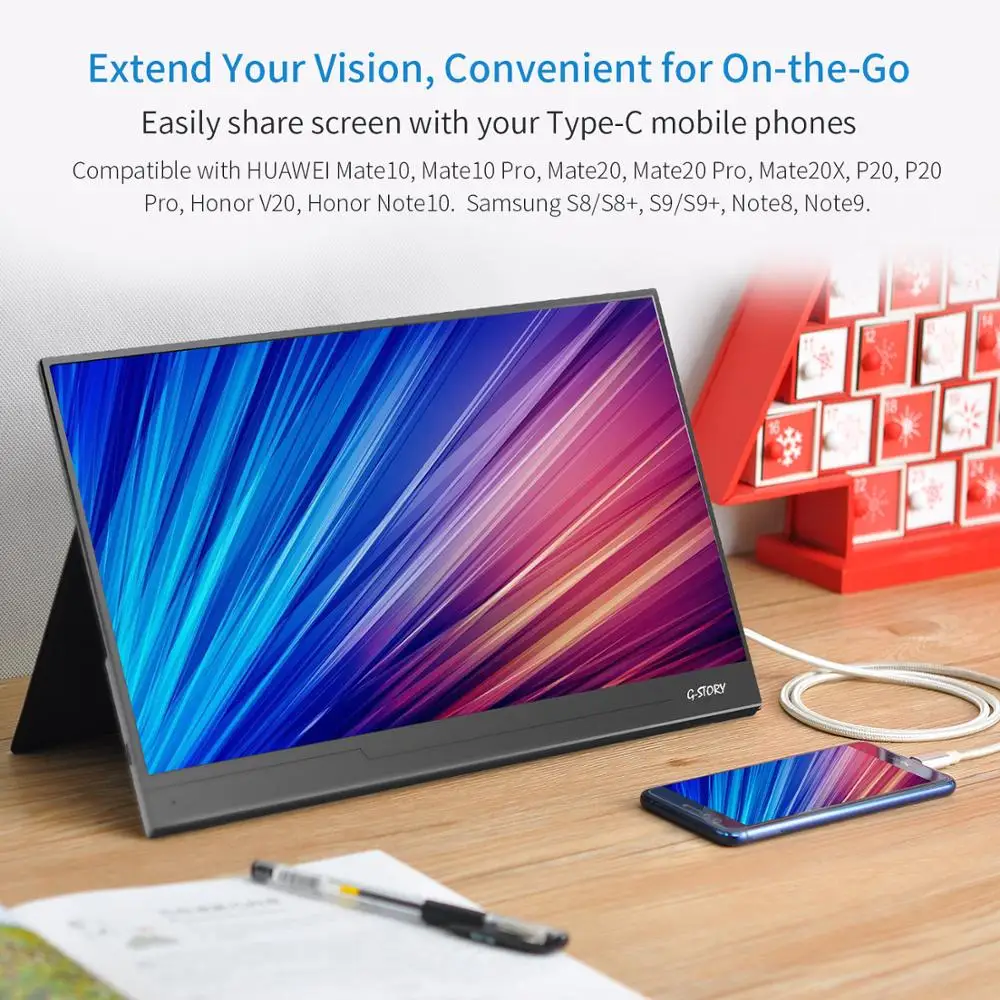  Ultrathin Portable Monitor 15.6” Lcd Usb Type C Hdmi Gaming Monitor Ips 1080p Hd Display For Ps4 La