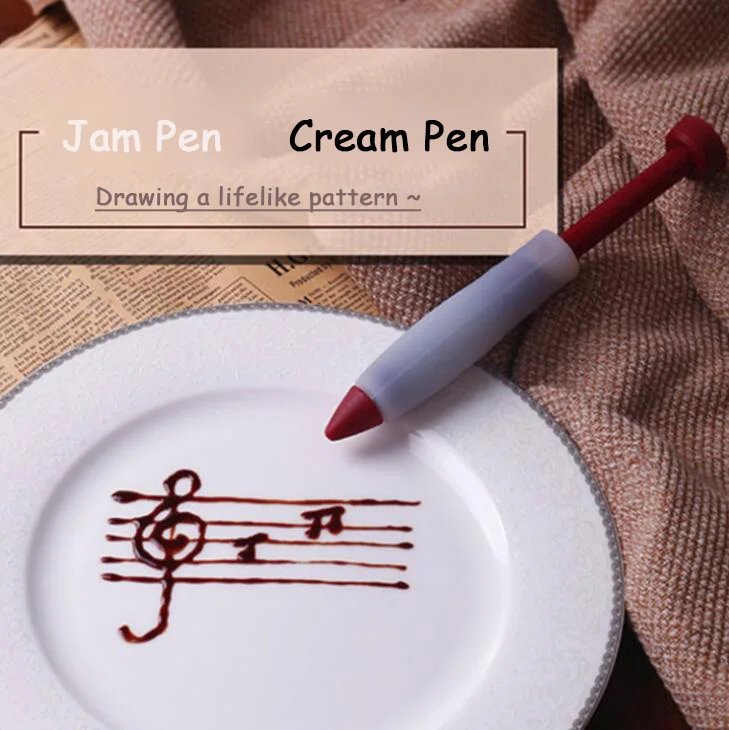

TECHOME New Baking Tools Food Grade Silicone Chocolate Squeezing Sauce Writing Flower Pattern Pen Cake Writing Pen Milking Pen