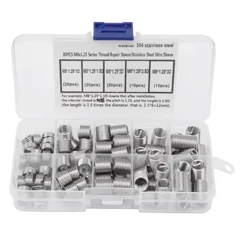 

Stainless Steel Threaded Insert Helical Screw 80PCS M8*1.25 Stainless Steel Coiled Wire Helical Screw Threaded Inserts Set