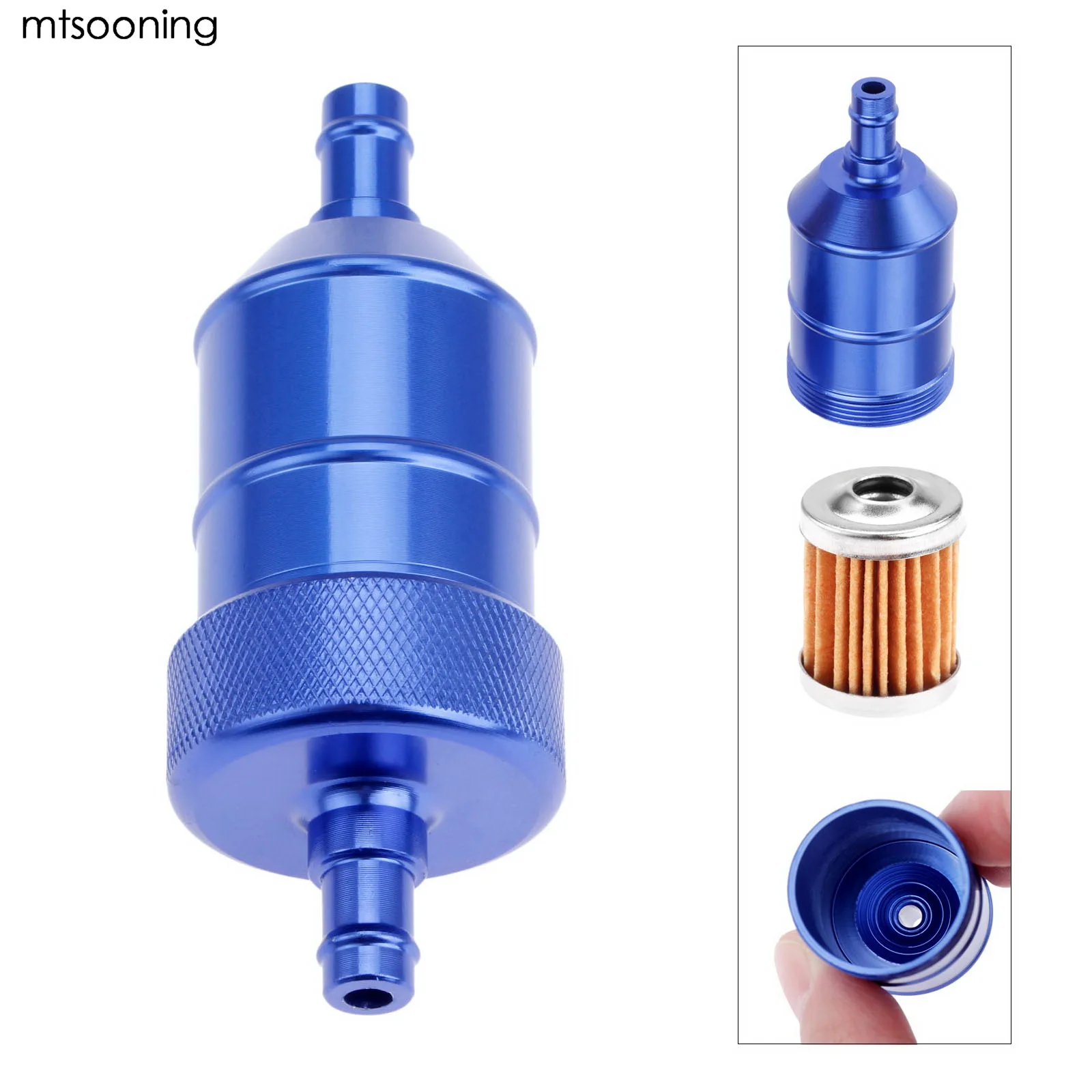 mtsooning 8mm Petrol Gas Fuel Filter Cleaner Blue New Universal For