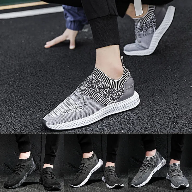 MoneRffi Men Knitting Vulcanize Shoes Sneakers Breathable Casual Male Air Mesh Lace Up Shoes Tenis Spring Adult Trainer