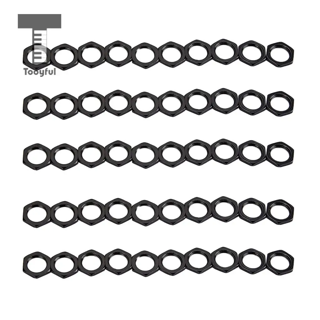 Tooyful 50 Pack Guitar Bass Jack Socket Nut Thin Nut for Guitar Parts Accessories 8mm Diameter