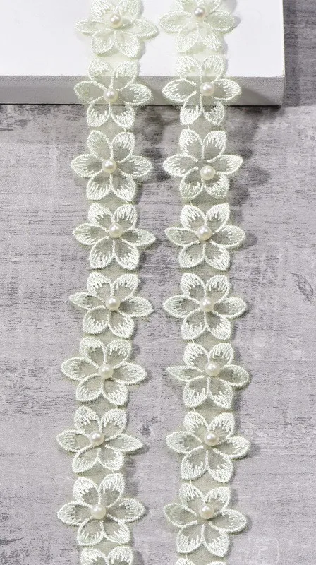 lace 6 Кружевная лента с цветочной вышивкой, ручная работа, 3 см ширина, водорастворимый полиэстер, шелк, аксессуары для одежды, 1 ярд/лот - Цвет: lace 6