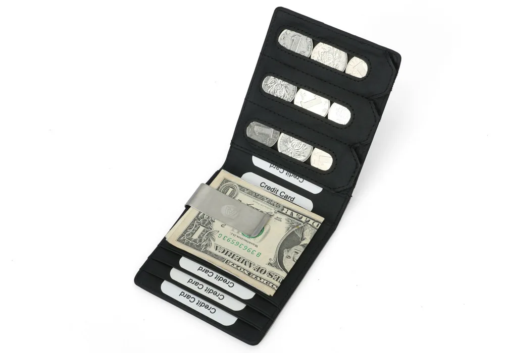RFID кошелек с зажимом для денег из натуральной кожи, держатель для денег, передний карман для карт, органайзер для монет, Мужской зажим для денег