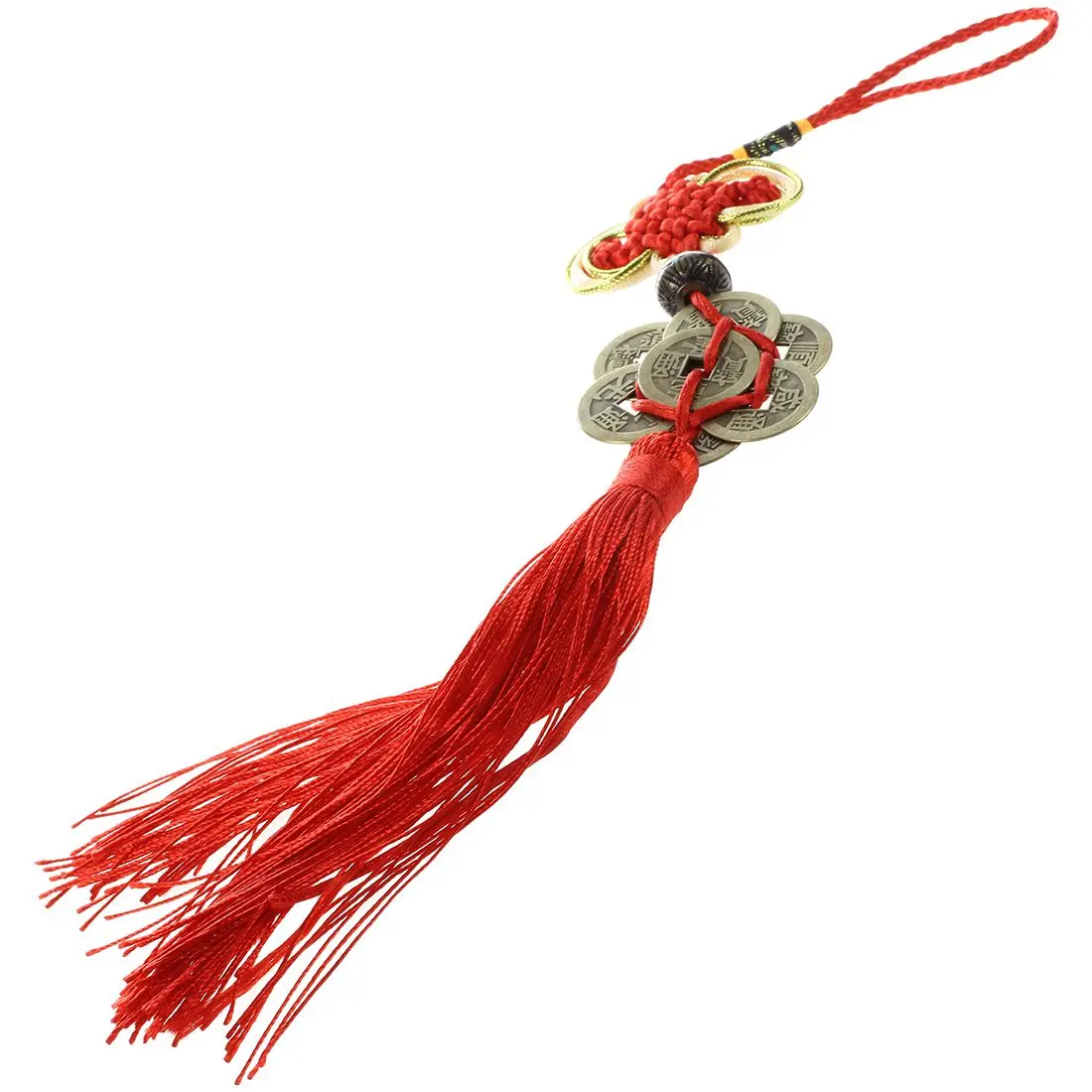 

Fashion Feng Shui Chinese Knot Tassel China Mascot Lucky Charm Ancient Coins Prosperity Protection Good Fortune Metal Car Home
