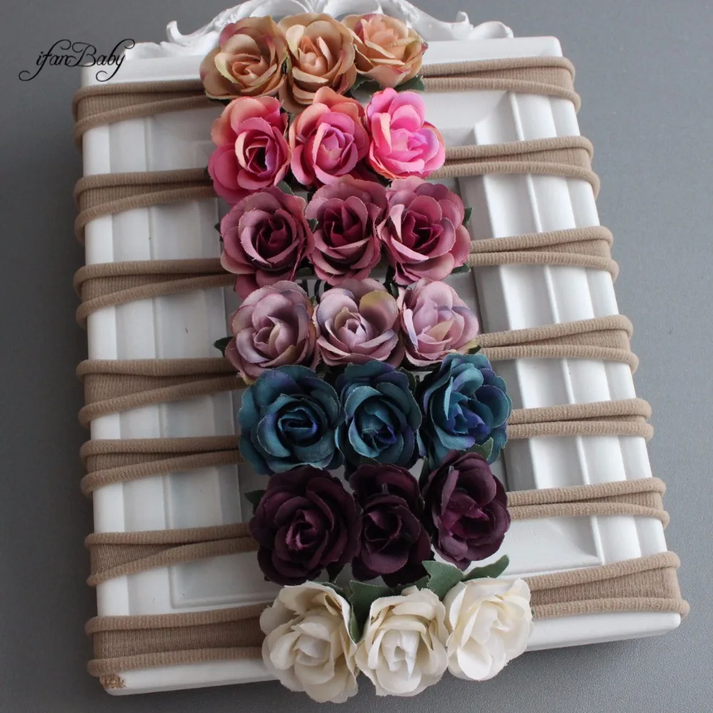 kids nylon Rose flower headband 2