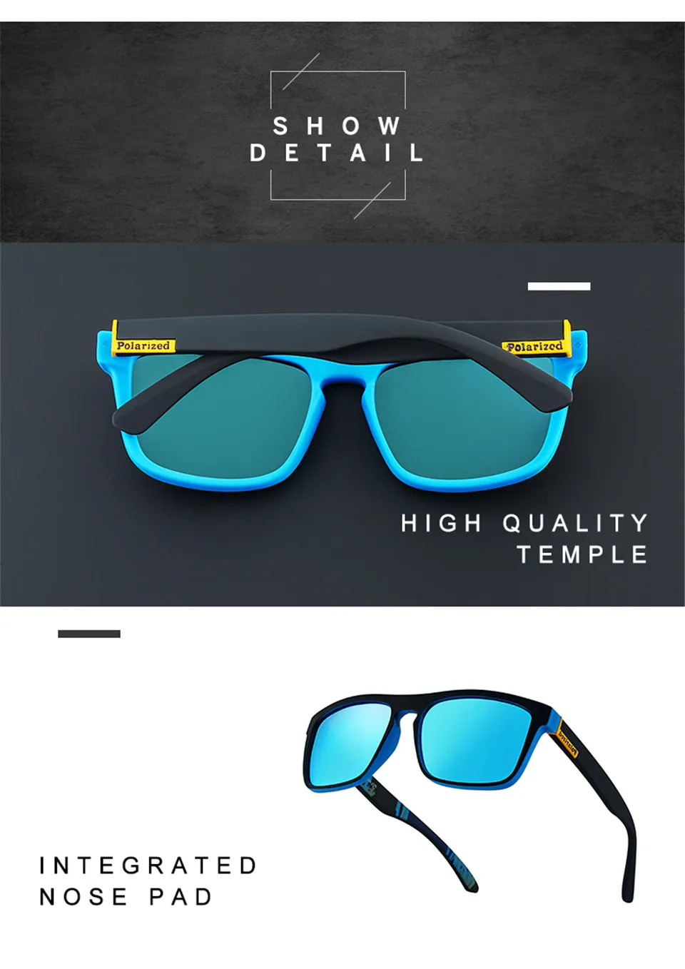 jumlai Fashionable Polarized Sunglasses Men Women Reflective Coating Square Sun Glasses UV400 Driving Fishing Sport Eyewear (14)