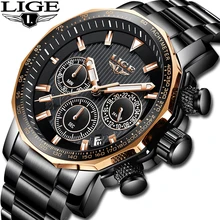 LIGE Men Watches Top Brand luxury Waterproof Analog Quartz Watch Men Fashion Casual Chronograph Relogio Masculino 30m Waterproof