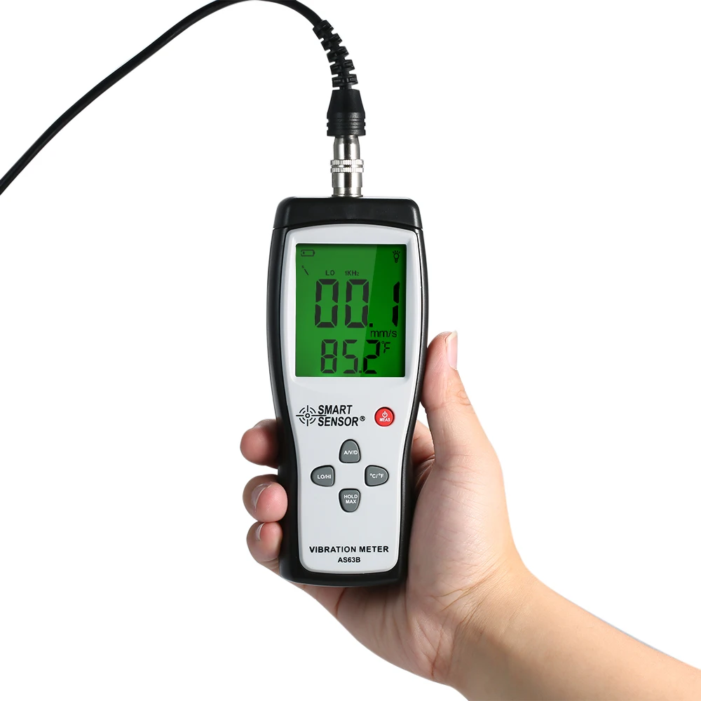 

SMART SENSOR AS63B Digital Vibration Meter Handheld Vibration Measurer Vibrometer Tester Gauge with Hi-sense of Vibration Sensor