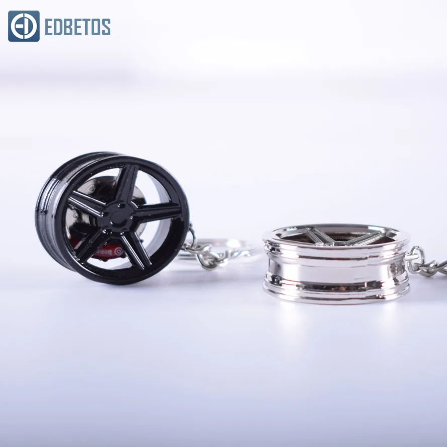 

Car Tuning Zinc Alloy Wheel Rim Keychain Key Chain Spin Wheel Auto Turbo JDM Keyring with Brake discs hub Key ring for Benz Race