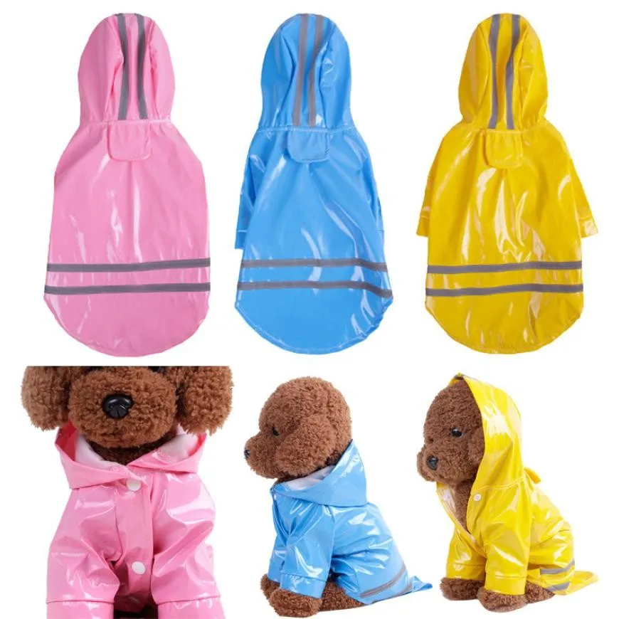 Dog Raincoats Waterproof Reflective Striped Glisten For Small Medium