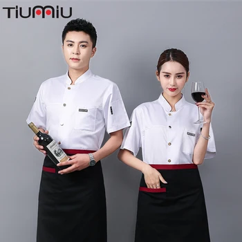 

Wholesale Chef Uniform Logo Custom Cook Jacket Anti Water Oil Proof Fabric Barber Men Women Work Clothes Hotel Uniforme