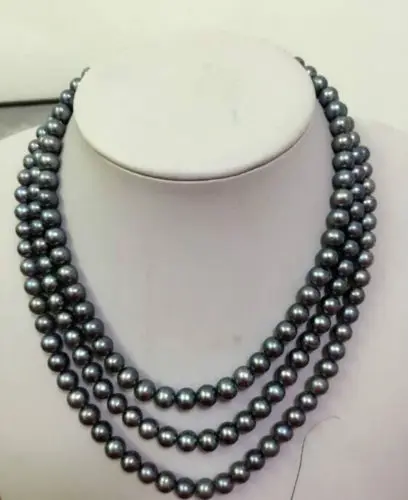 

Miss charm Jew1087 8-9mm round tahitian back grey pearl necklace AAA