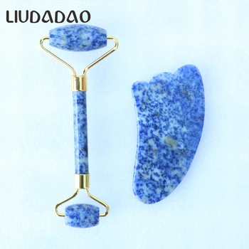 

Natural Jade Face Massager Blue Point Stone Rollers Body Relaxation Massager GUASHA SPA Wamds For Women Beauty Health Skin Care
