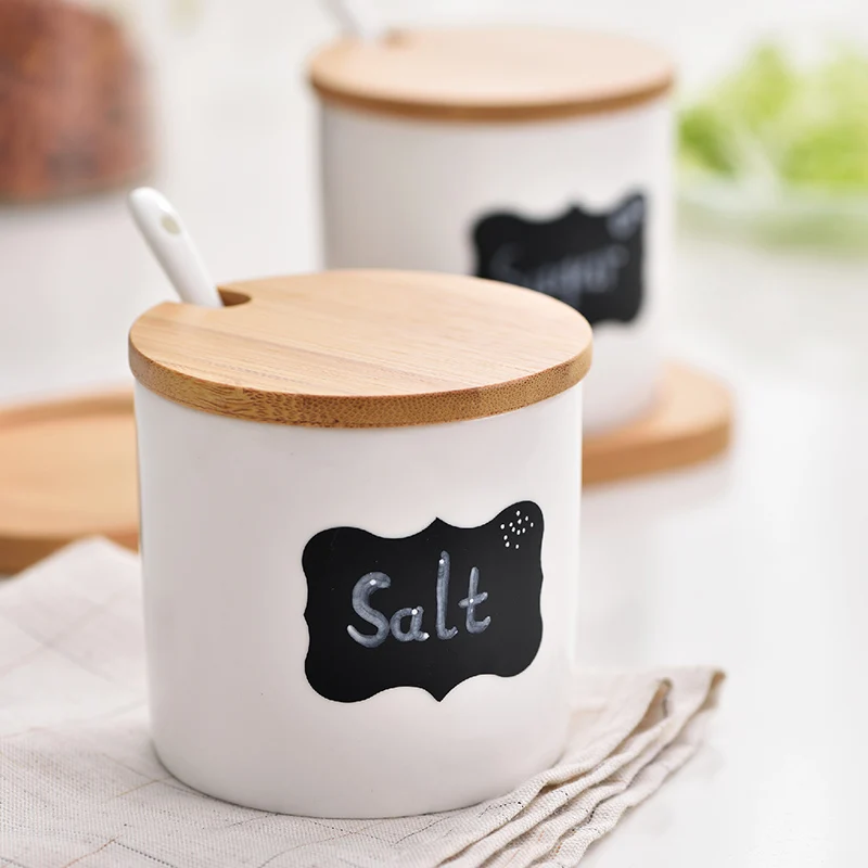 Najtaniej Houmaid kreatywne akcesoria kuchenne sos ceramiczne butelki, porcelanowa przyprawa sól cukier przechowywanie przypraw słoiki z bambusowym stojakiem