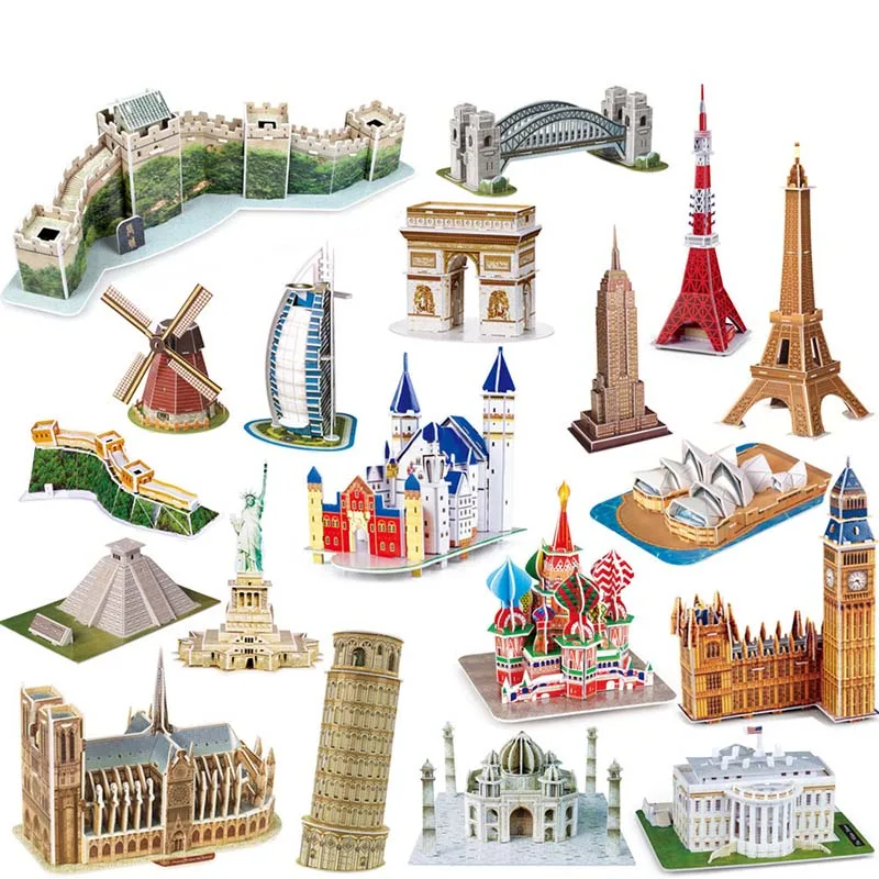 

World Scenic Building model children's cognitive puzzle toys 3D Paper stereo Puzzle toy model
