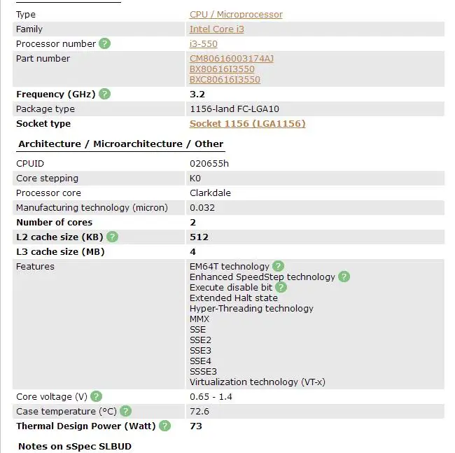 Двухъядерный процессор Intel Core i3-550 I3 550(4 Мб кэш-памяти, 3,20 ГГц) настольный процессор LGA1156