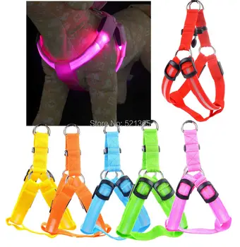 

Wholesale 100pcs/lot Bright light Led Dog Harness Night Safety Dog Pet Belt Harness puppy Harness Vest Leash Rope Belt