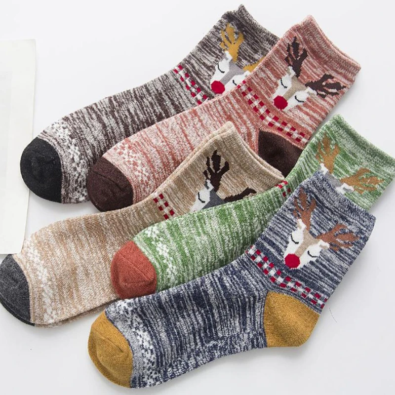 5 пар женских носков рождественские милые повседневные хлопковые носки с животными на осень и зиму 5 цветов товар TS717