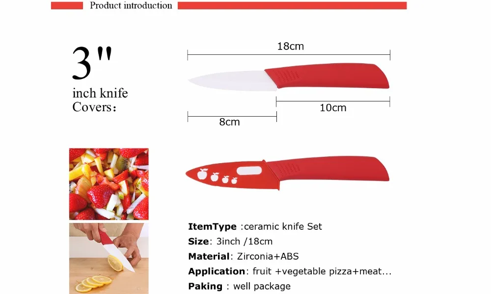 Кухонные ножи керамический нож " 4" " 6" дюймов белое лезвие, поварской нож набор+ Овощечистка керамическая красная ручка набор из пяти предметов