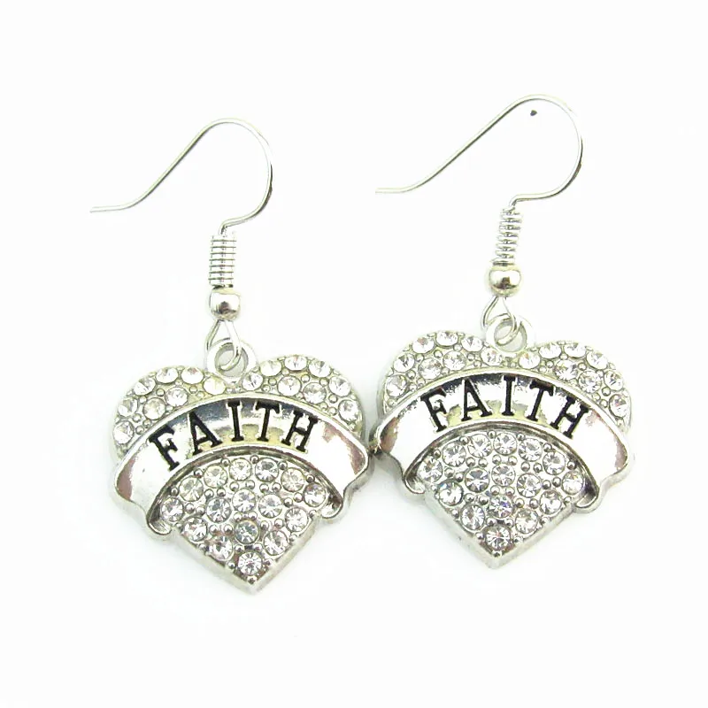 2017 New Arrivals Rhinestone Heart Earrings For Faith Dangle Drop