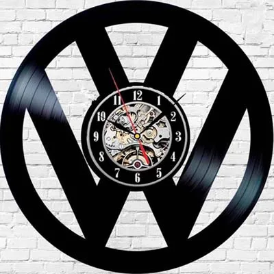 Car Logo Wall Clock Modern Design for Living Room 3D Decorative Hanging Vintage Vinyl Record Clocks Wall Watch Home Decor Silent - Цвет: 7