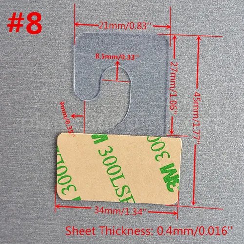 Пластик ПВХ и ПЭТ повесить подвесной Tab крючки на товаров посылка коробка сумка Вешалки peghooks Дисплей j-крюк самоклеющиеся Стиль 400 шт - Цвет: 8