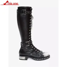 THIS ONE Flower Print Women Knee High Boots Fashion Rivets Studded Riding High Boots Platform Lace Up Botas Mujer for Autumn цена THIS ONE Flower Print Women Knee High Boots Fashion Rivets Studded Riding High Boots Platform Lace Up Botas Mujer for Autumn цены онлайн